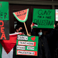 ‘CUNY TEACHERS STAND WITH PALESTINE.’ (PHOTO: LUIGI W MORRIS @LUIGIWMORRIS)